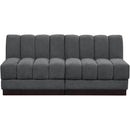  Manufacturer Color_Grey -- Quinn 64" Grey Chenille Fabric Upholstered 2 pc Armless Modular Loveseat IMAGE 4