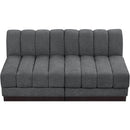  Manufacturer Color_Grey -- Quinn 64" Grey Chenille Fabric Upholstered 2 pc Armless Modular Loveseat IMAGE 5