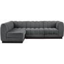  Manufacturer Color_Grey -- Quinn 101" Grey Chenille Fabric Upholstered 4 pc Modular Sectional IMAGE 4