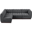  Manufacturer Color_Grey -- Quinn 101" Grey Chenille Fabric Upholstered 4 pc Modular Sectional IMAGE 5