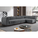  Manufacturer Color_Grey -- Quinn 133" Grey Chenille Fabric Upholstered 5 pc Modular Sectional IMAGE 2