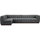  Manufacturer Color_Grey -- Quinn 133" Grey Chenille Fabric Upholstered 5 pc Modular Sectional IMAGE 4