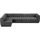  Manufacturer Color_Grey -- Quinn 133" Grey Chenille Fabric Upholstered 5 pc Modular Sectional IMAGE 5