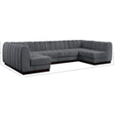  Manufacturer Color_Grey -- Quinn 133" Grey Chenille Fabric Upholstered 6 pc Modular Sectional IMAGE 19