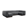  Manufacturer Color_Grey -- Quinn 133" Grey Chenille Fabric Upholstered 6 pc Modular Sectional IMAGE 1