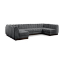  Manufacturer Color_Grey -- Quinn 133" Grey Chenille Fabric Upholstered 6 pc Modular Sectional IMAGE 1