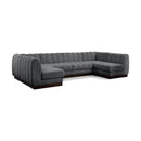 Meridian Quinn Grey Chenille Fabric Modular Sectional IMAGE 1