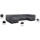  Manufacturer Color_Grey -- Quinn 133" Grey Chenille Fabric Upholstered 6 pc Modular Sectional IMAGE 20