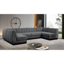  Manufacturer Color_Grey -- Quinn 133" Grey Chenille Fabric Upholstered 6 pc Modular Sectional IMAGE 2