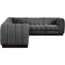  Manufacturer Color_Grey -- Quinn 133" Grey Chenille Fabric Upholstered 6 pc Modular Sectional IMAGE 7