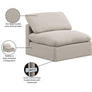 Meridian Indulge Beige Linen Textured Fabric Armless Chair IMAGE 9