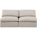 Meridian Indulge Beige Linen Textured Fabric Modular Sofa IMAGE 4