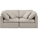 Meridian Indulge Beige Linen Textured Fabric Modular Sofa IMAGE 4