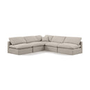 Meridian Indulge Beige Linen Textured Fabric Modular Sectional IMAGE 1