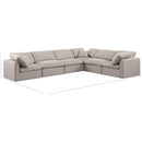 Meridian Indulge Beige Linen Textured Fabric Modular Sectional IMAGE 9