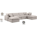 Meridian Indulge 140" Beige Linen Textured Fabric Upholstered 6 pc Modular Sectional IMAGE 9