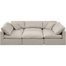 Meridian Indulge Beige Linen Textured Fabric Modular Sectional IMAGE 4