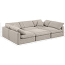 Meridian Indulge Beige Linen Textured Fabric Modular Sectional IMAGE 8