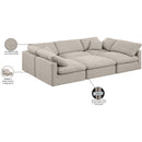 Meridian Indulge Beige Linen Textured Fabric Modular Sectional IMAGE 9