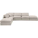 Meridian Indulge Beige Linen Textured Fabric Modular Sectional IMAGE 4
