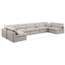 Meridian Indulge Beige Linen Textured Fabric Modular Sectional IMAGE 9