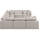 Meridian Indulge Beige Linen Textured Fabric Modular Sectional IMAGE 5