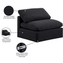  Manufacturer Color_Black -- Indulge Black Linen Textured Fabric Upholstered Modular Armless Chair IMAGE 9