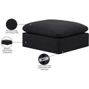 Meridian Indulge Black Linen Textured Fabric Ottoman IMAGE 6