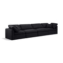 Meridian Indulge Black Linen Textured Fabric Modular Sofa IMAGE 1