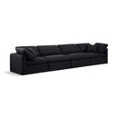  Manufacturer Color_Black -- Indulge 140" Black Linen Textured Fabric Upholstered 4 pc Modular Sofa IMAGE 1