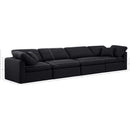  Manufacturer Color_Black -- Indulge 140" Black Linen Textured Fabric Upholstered 4 pc Modular Sofa IMAGE 8