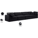  Manufacturer Color_Black -- Indulge 140" Black Linen Textured Fabric Upholstered 4 pc Modular Sofa IMAGE 9