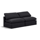  Manufacturer Color_Black -- Indulge 70" Black Linen Textured Fabric Upholstered 2 pc Armless Modular Loveseat IMAGE 1