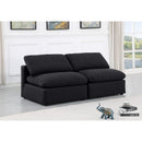  Manufacturer Color_Black -- Indulge 70" Black Linen Textured Fabric Upholstered 2 pc Armless Modular Loveseat IMAGE 2