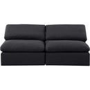  Manufacturer Color_Black -- Indulge 70" Black Linen Textured Fabric Upholstered 2 pc Armless Modular Loveseat IMAGE 4