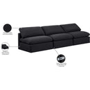  Manufacturer Color_Black -- Indulge 105" Black Linen Textured Fabric Upholstered 3 pc Armless Modular Sofa IMAGE 8