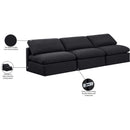 Meridian Indulge Black Linen Textured Fabric Modular Sofa IMAGE 8