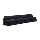  Manufacturer Color_Black -- Indulge 140" Black Linen Textured Fabric Upholstered 4 pc Armless Modular Sofa IMAGE 1