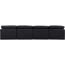  Manufacturer Color_Black -- Indulge 140" Black Linen Textured Fabric Upholstered 4 pc Armless Modular Sofa IMAGE 3