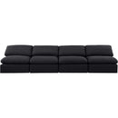  Manufacturer Color_Black -- Indulge 140" Black Linen Textured Fabric Upholstered 4 pc Armless Modular Sofa IMAGE 4