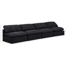  Manufacturer Color_Black -- Indulge 140" Black Linen Textured Fabric Upholstered 4 pc Armless Modular Sofa IMAGE 7