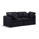  Manufacturer Color_Black -- Indulge 70" Black Linen Textured Fabric Upholstered 2 pc Modular Loveseat IMAGE 1