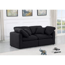  Manufacturer Color_Black -- Indulge 70" Black Linen Textured Fabric Upholstered 2 pc Modular Loveseat IMAGE 2