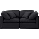  Manufacturer Color_Black -- Indulge 70" Black Linen Textured Fabric Upholstered 2 pc Modular Loveseat IMAGE 4