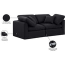 Manufacturer Color_Black -- Indulge 70" Black Linen Textured Fabric Upholstered 2 pc Modular Loveseat IMAGE 9