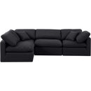  Manufacturer Color_Black -- Indulge 105" Black Linen Textured Fabric Upholstered 4 pc Modular Sectional IMAGE 4