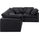  Manufacturer Color_Black -- Indulge 105" Black Linen Textured Fabric Upholstered 4 pc Modular Sectional IMAGE 4
