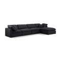  Manufacturer Color_Black -- Indulge 140" Black Linen Textured Fabric Upholstered 5 pc Modular Sectional IMAGE 1