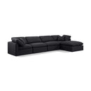 Meridian Indulge Black Linen Textured Fabric Modular Sectional IMAGE 1