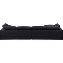  Manufacturer Color_Black -- Indulge 140" Black Linen Textured Fabric Upholstered 5 pc Modular Sectional IMAGE 3